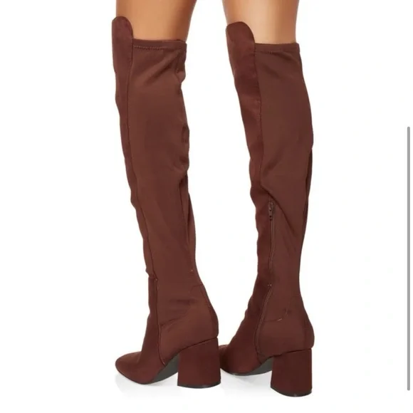 Brown Suede Over the Knee Boots - Picture 2 of 3